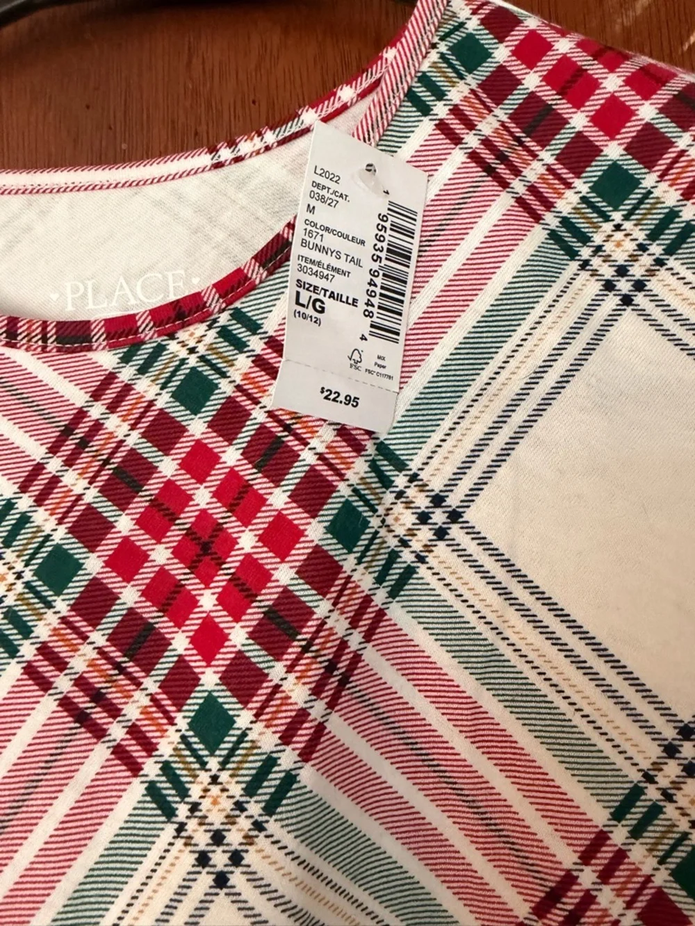 The Children's Place Red, Green & Cream Plaid Girls Long Sleeve Dress - Picture 4 of 4